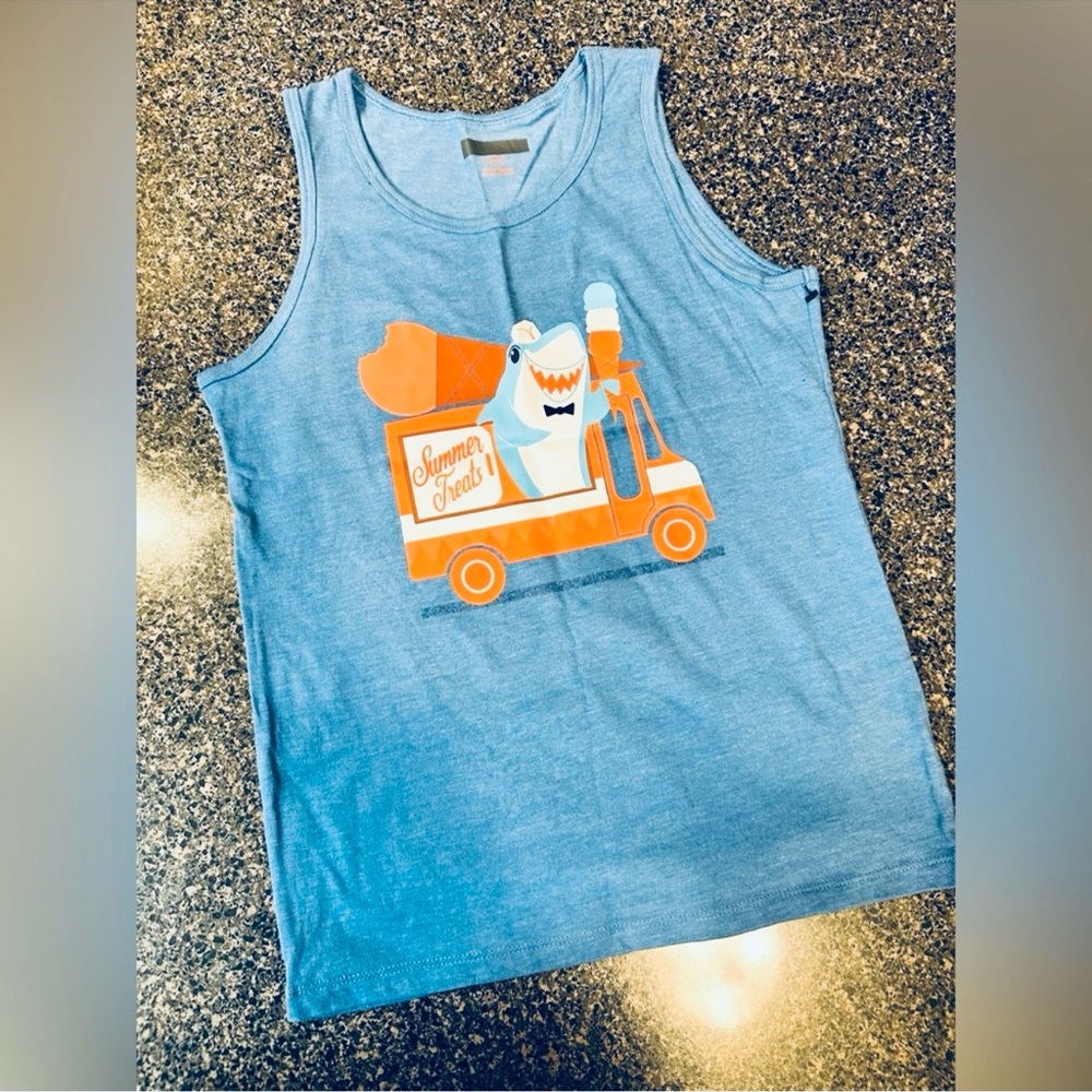 Cat & Jack Boys Blue Shark Summer Treats Kids Tank Top